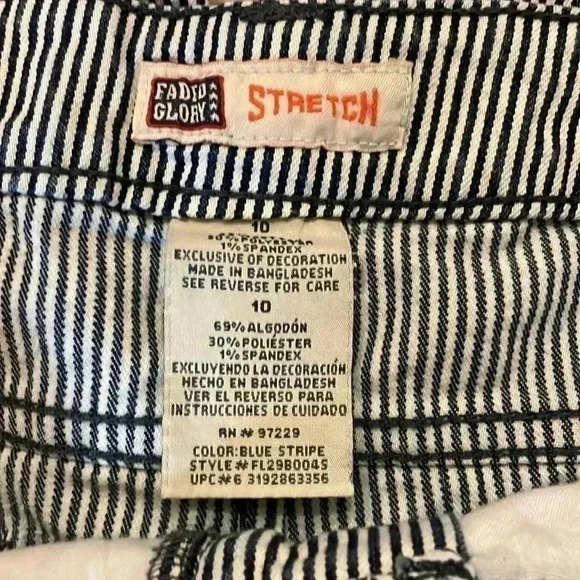 Faded Glory Stretch Women’s Size 10 Cuff Crop Blue Stripe Capri Pants - Picture 6 of 7